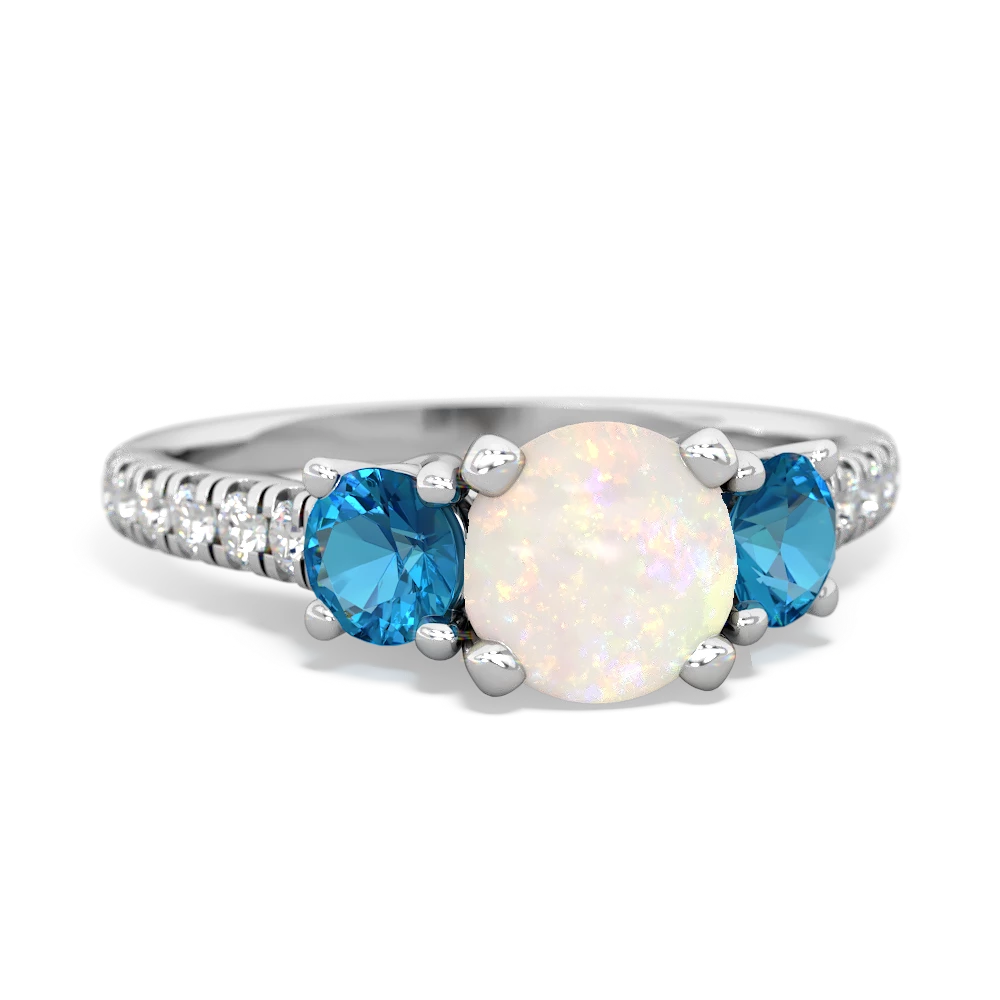 Opal Pave Trellis 14K White Gold ring R5500