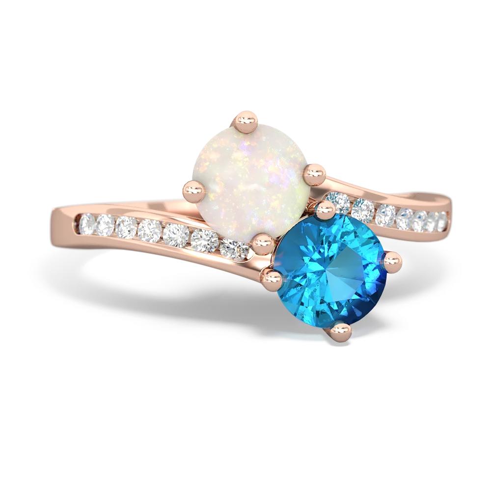 Opal Channel Set Two Stone 14K Rose Gold ring R5303