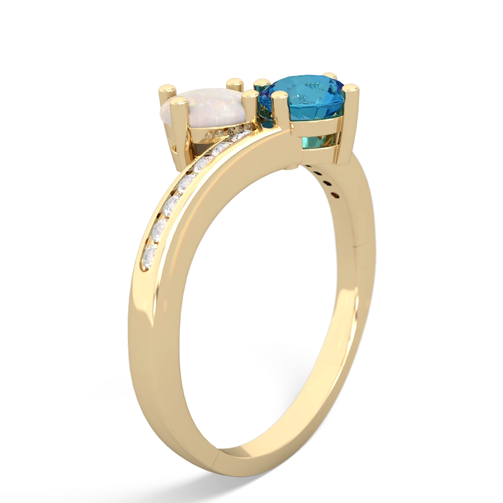 Opal Channel Set Two Stone 14K Yellow Gold ring R5303