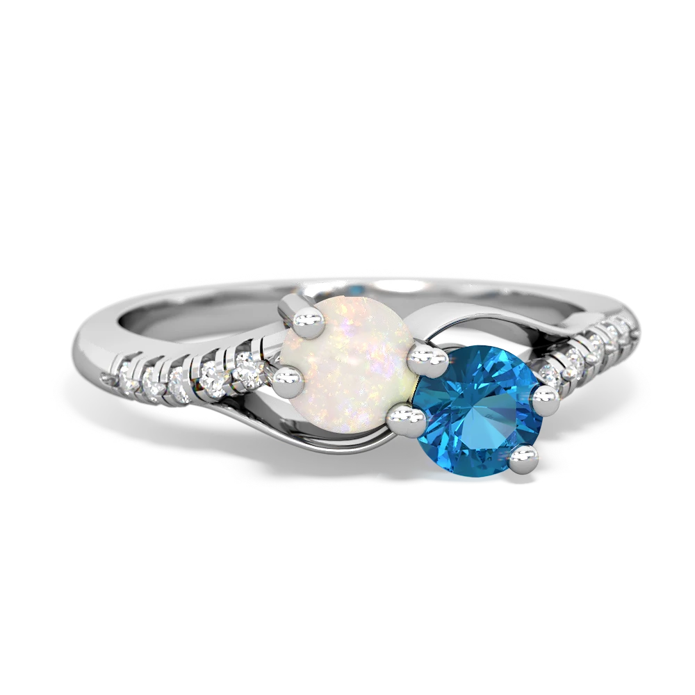 Opal Infinity Pave Two Stone 14K White Gold ring R5285