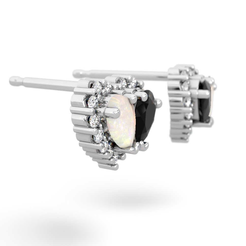 Opal Halo 14K White Gold earrings E7008