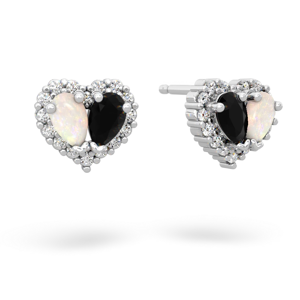 Opal Halo 14K White Gold earrings E7008
