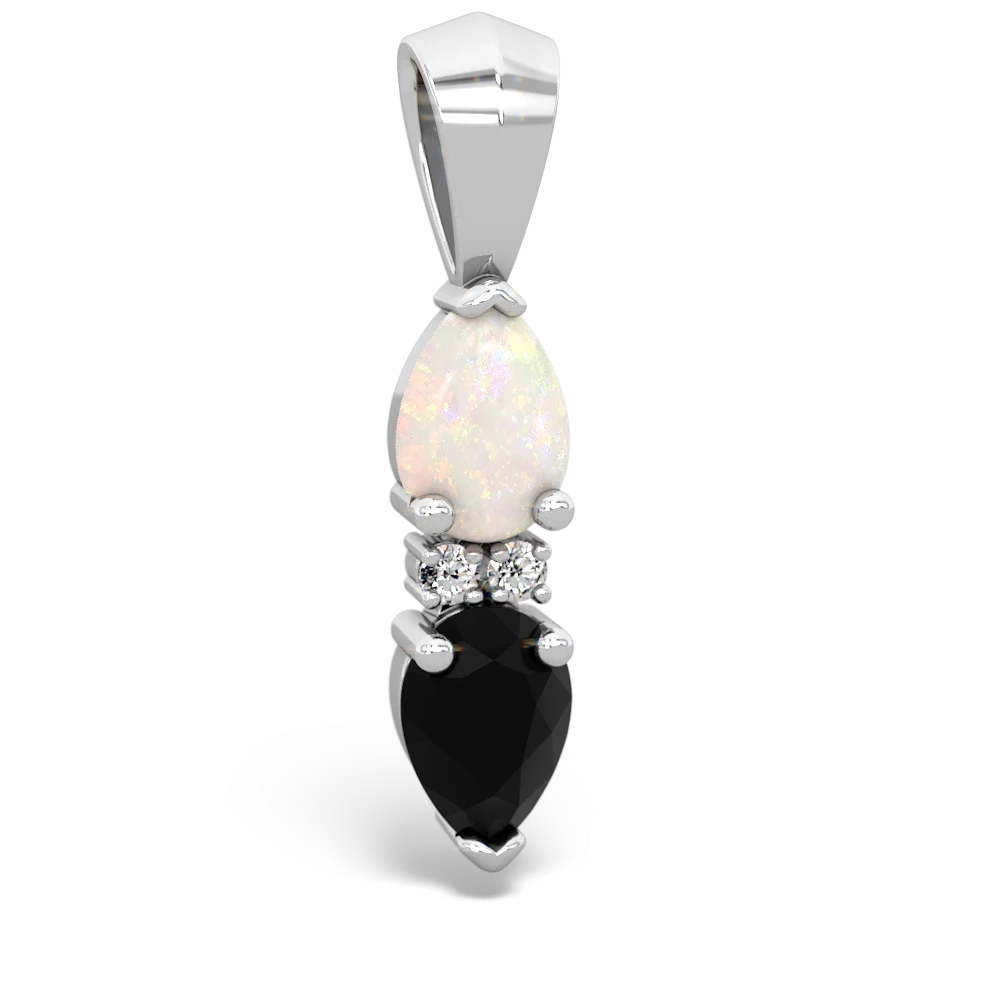 Opal Bowtie Drop 14K White Gold pendant P0865