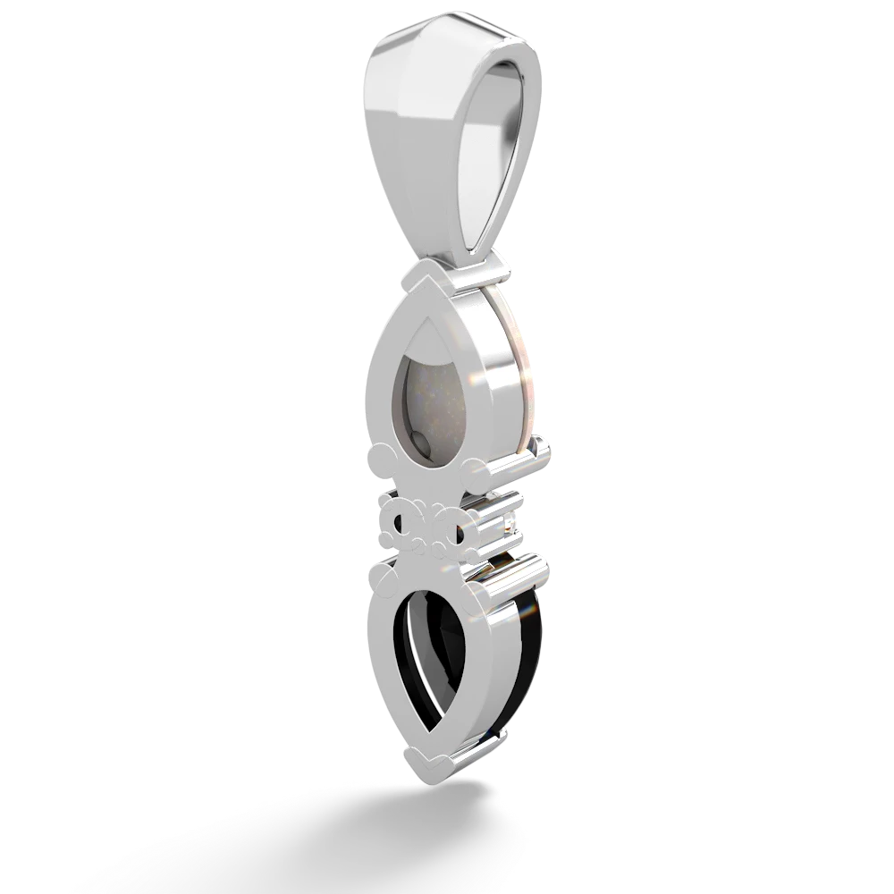 Opal Bowtie Drop 14K White Gold pendant P0865