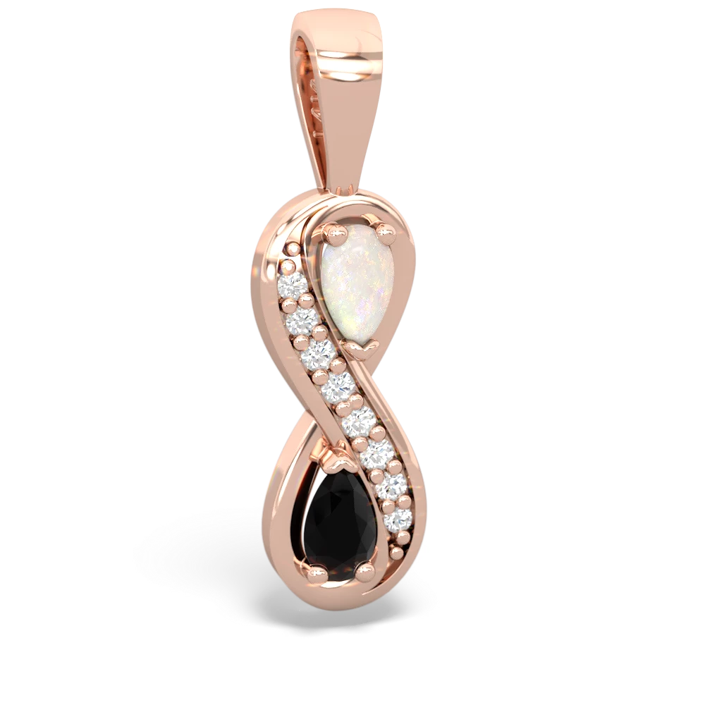 Opal Diamond Infinity 14K Rose Gold pendant P5390