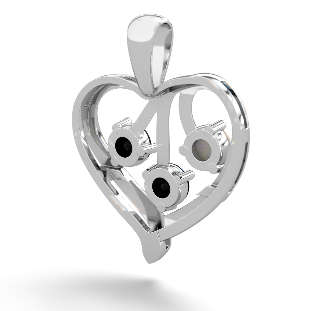 Opal Glowing Heart 14K White Gold pendant P2233