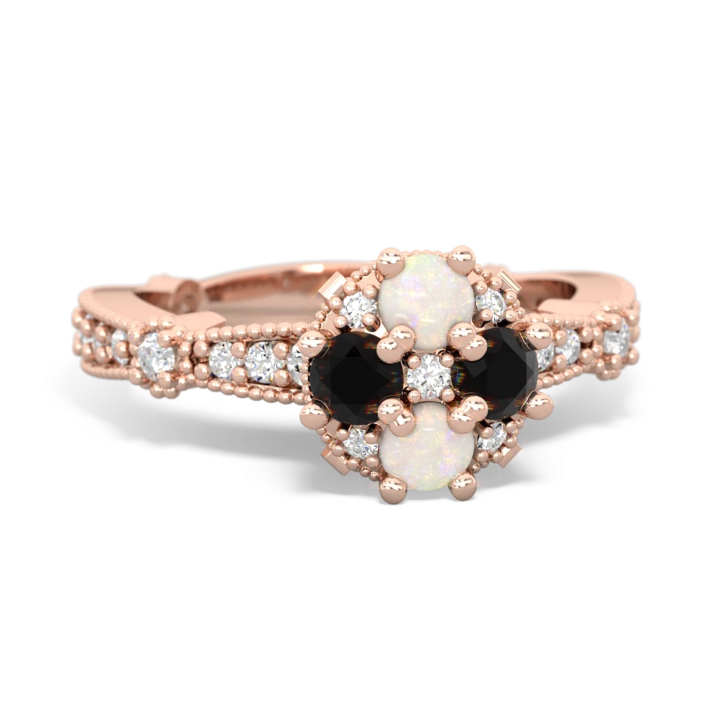 Opal Sparkling Tiara Cluster 14K Rose Gold ring R26293RD