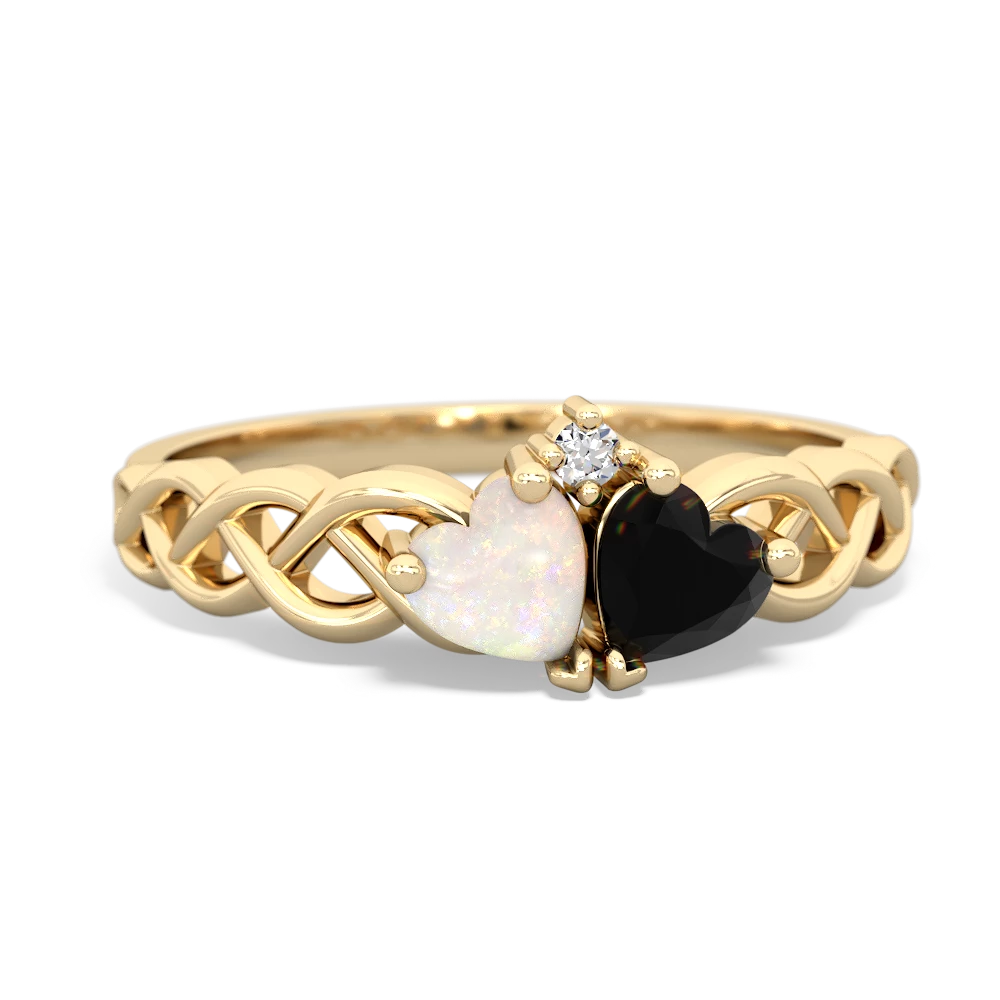 Opal Heart To Heart Braid 14K Yellow Gold ring R5870