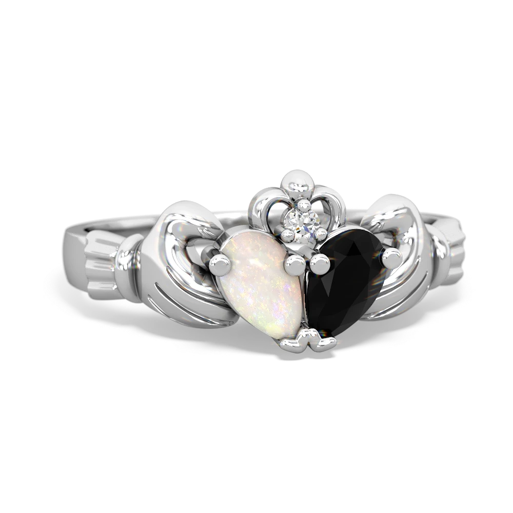 Opal 'Our Heart' Claddagh 14K White Gold ring R2388