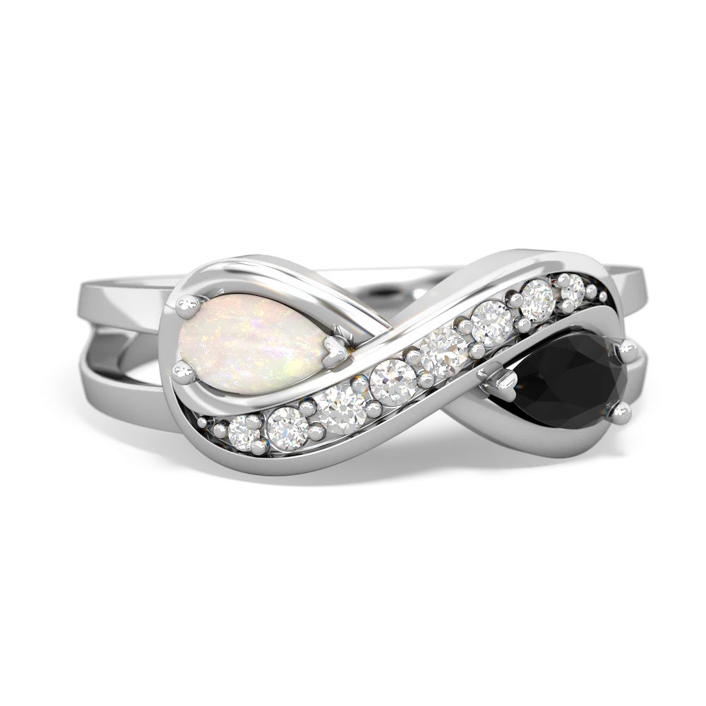 Opal Diamond Infinity 14K White Gold ring R5390