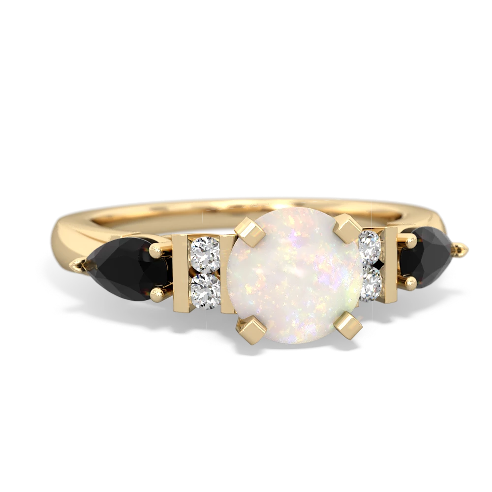 Opal 6Mm Round Eternal Embrace Engagement 14K Yellow Gold ring R2005