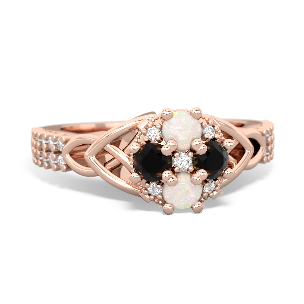 Opal Celtic Knot Cluster Engagement 14K Rose Gold ring R26443RD