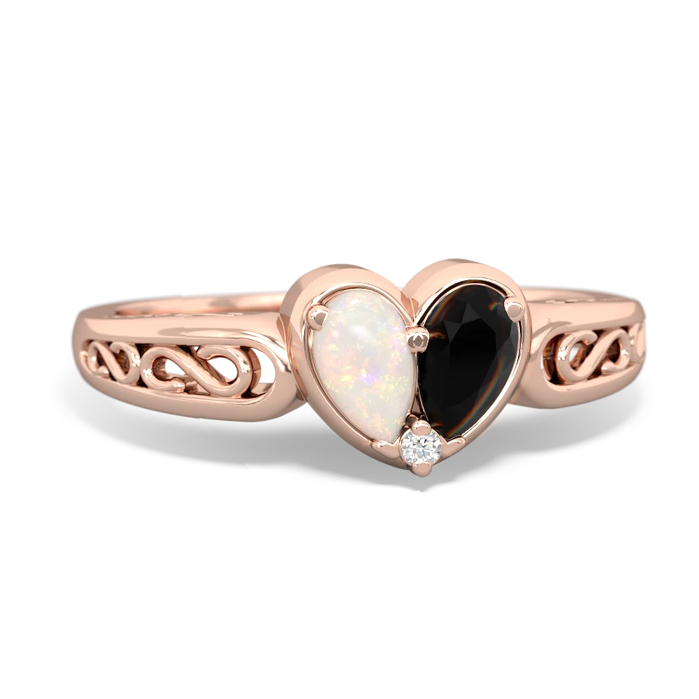 Opal Filligree 'One Heart' 14K Rose Gold ring R5070