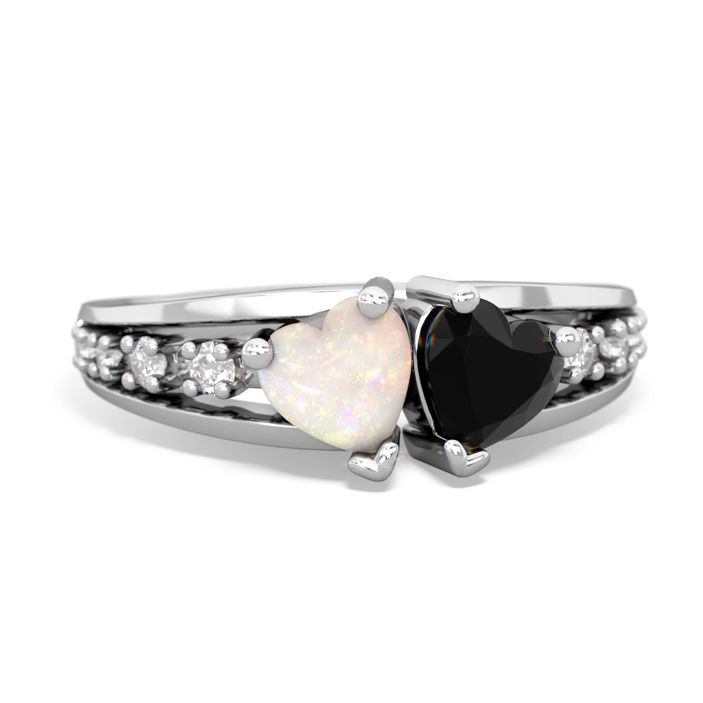 Opal Heart To Heart 14K White Gold ring R3342