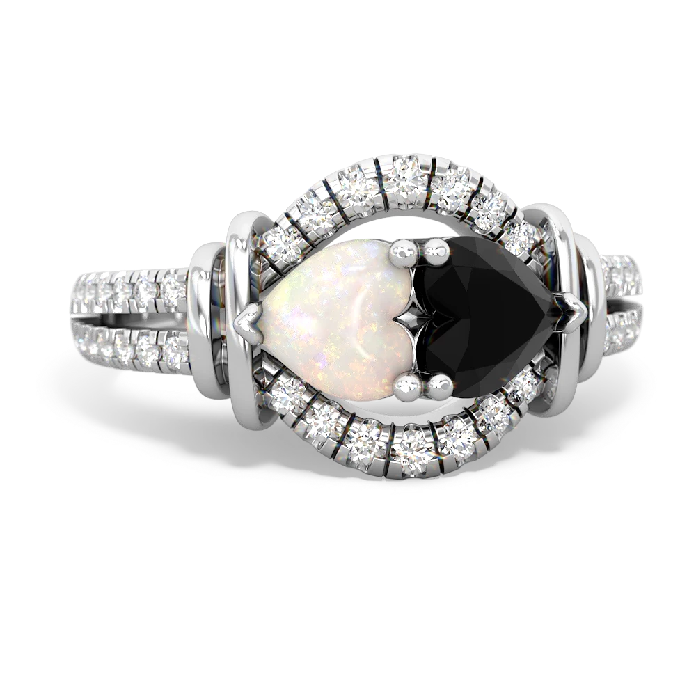 Opal Art-Deco Keepsake 14K White Gold ring R5630