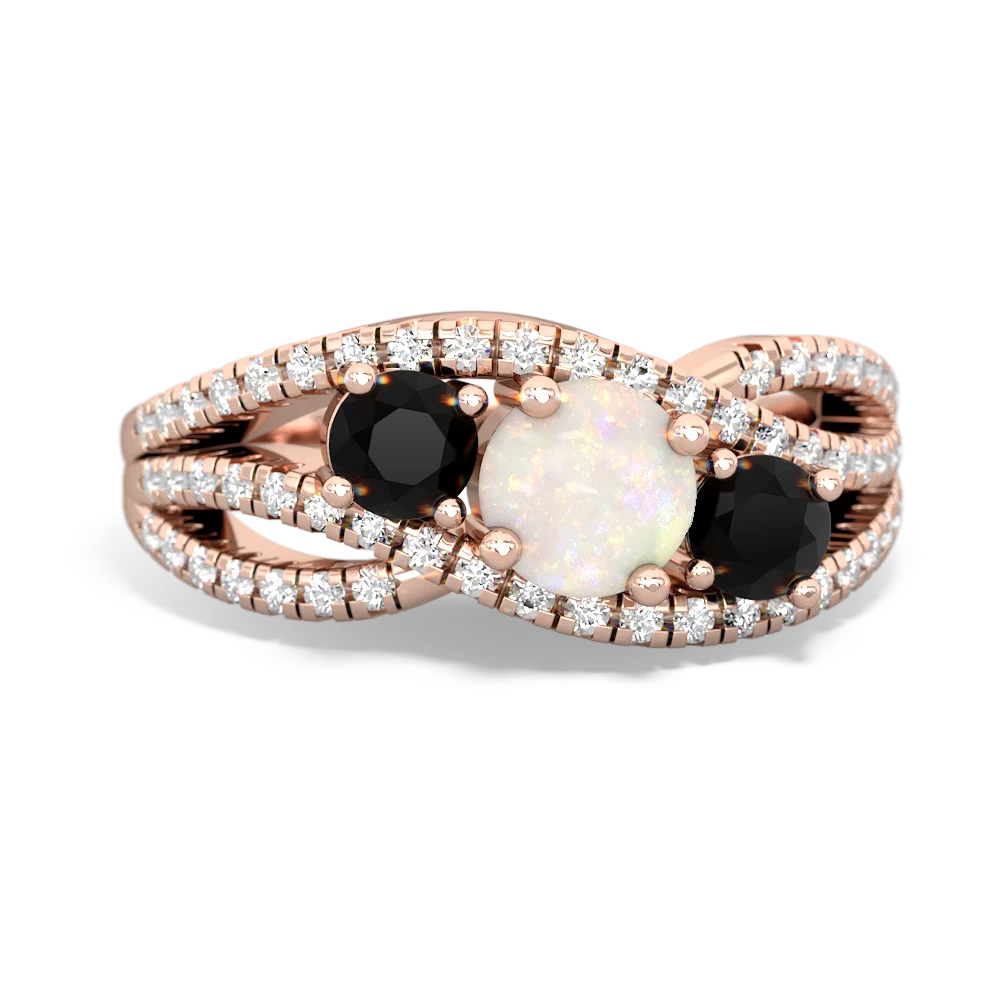 Opal Three Stone Aurora 14K Rose Gold ring R3080