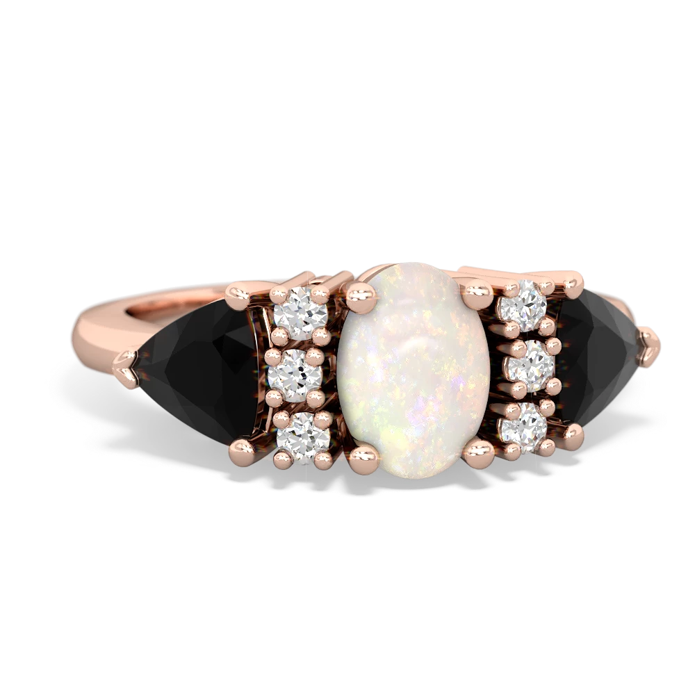 Opal Antique Style Three Stone 14K Rose Gold ring R2186