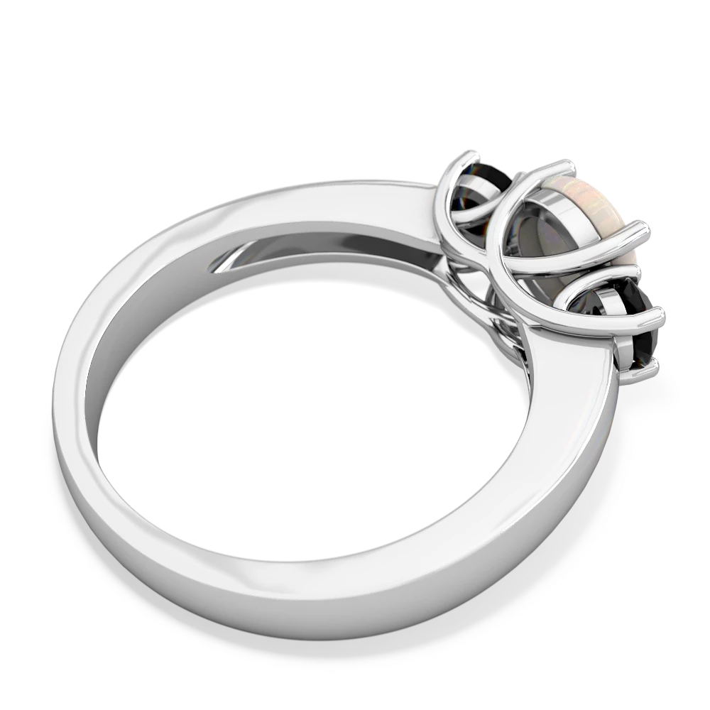 Opal Three Stone Round Trellis 14K White Gold ring R4018