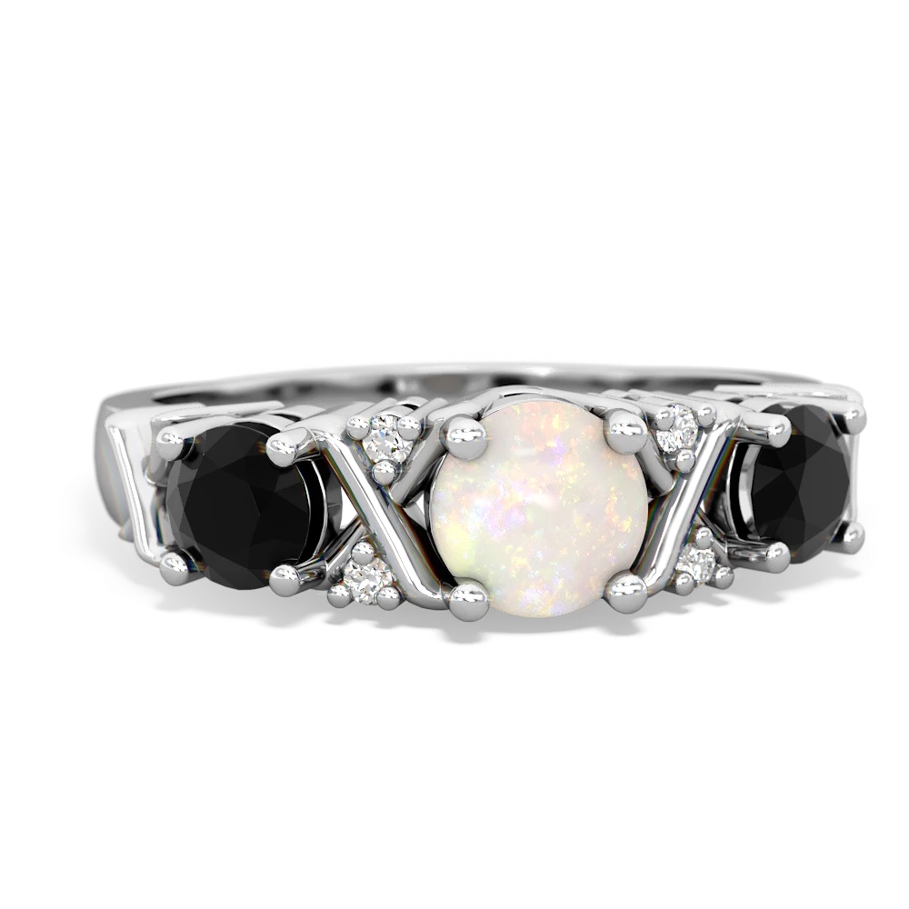 Opal Hugs And Kisses 14K White Gold ring R5016