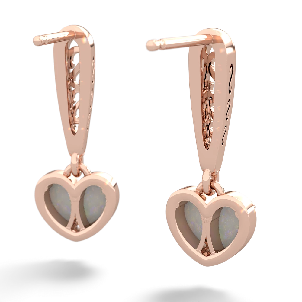 Opal Filligree Heart 14K Rose Gold earrings E5070