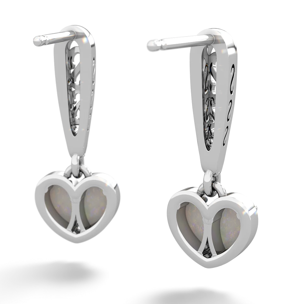 Opal Filligree Heart 14K White Gold earrings E5070