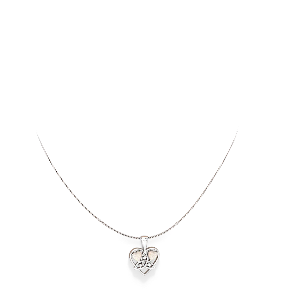 Opal Celtic Trinity Heart 14K White Gold pendant P5331