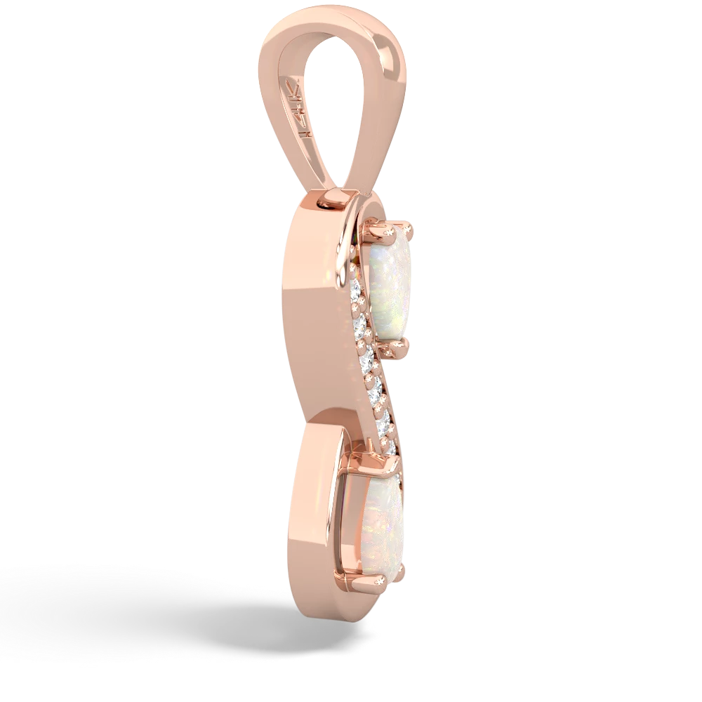 Opal Diamond Infinity 14K Rose Gold pendant P5390