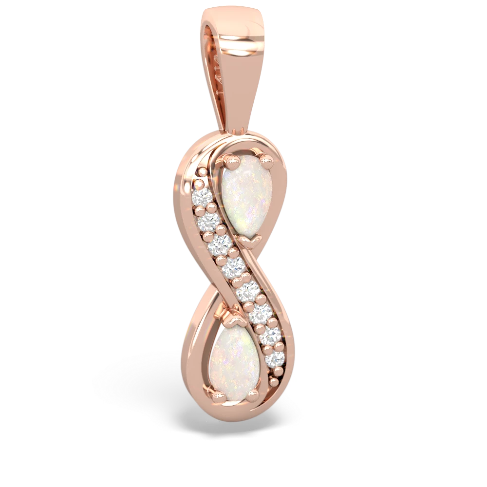 Opal Diamond Infinity 14K Rose Gold pendant P5390