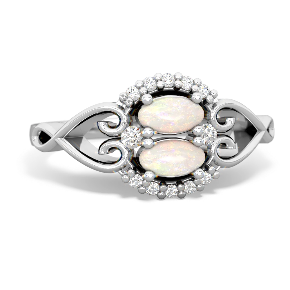 Opal Love Nest 14K White Gold ring R5860