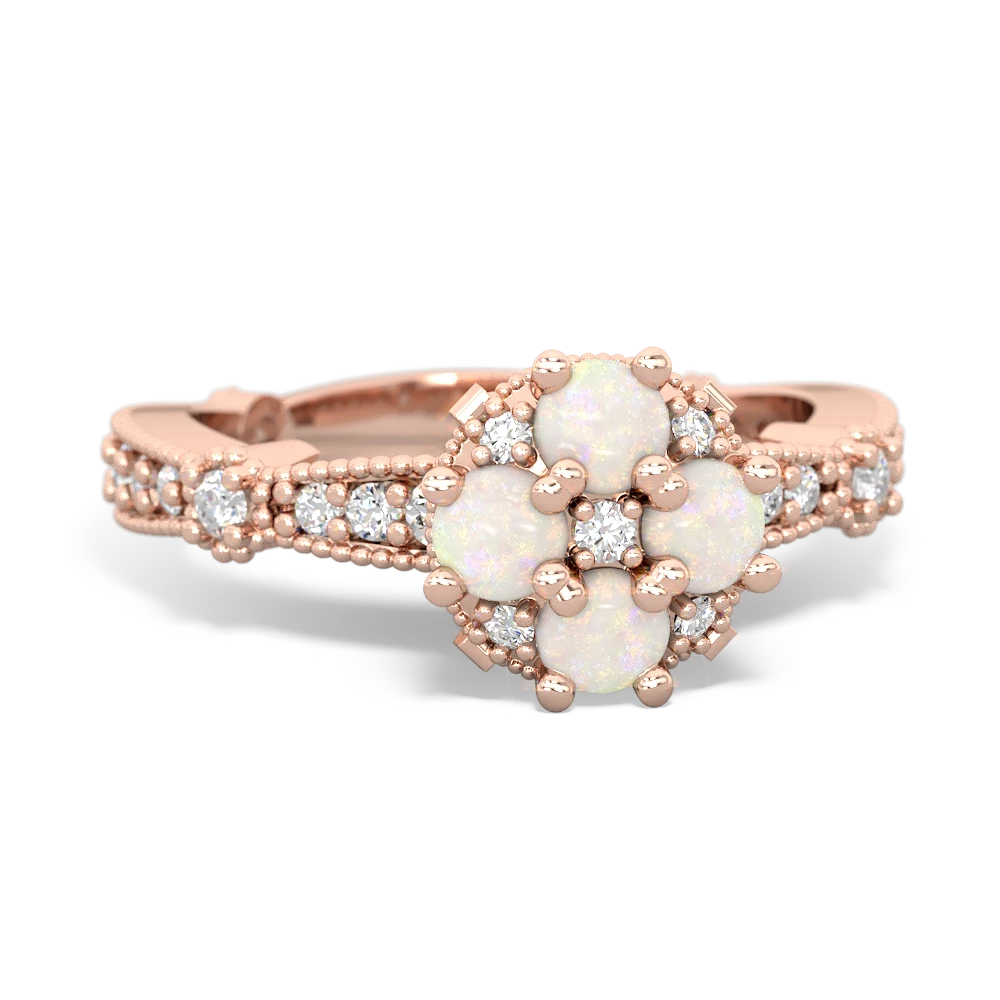 Opal Sparkling Tiara Cluster 14K Rose Gold ring R26293RD