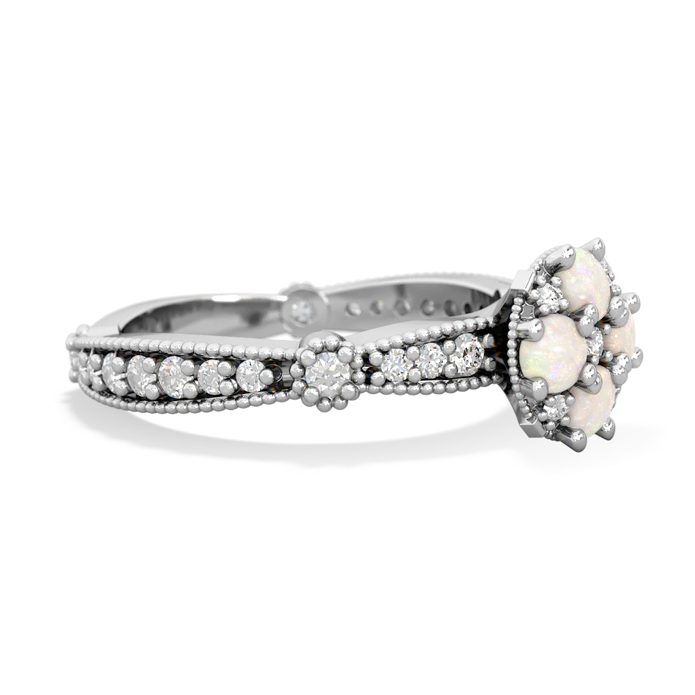 Opal Sparkling Tiara Cluster 14K White Gold ring R26293RD