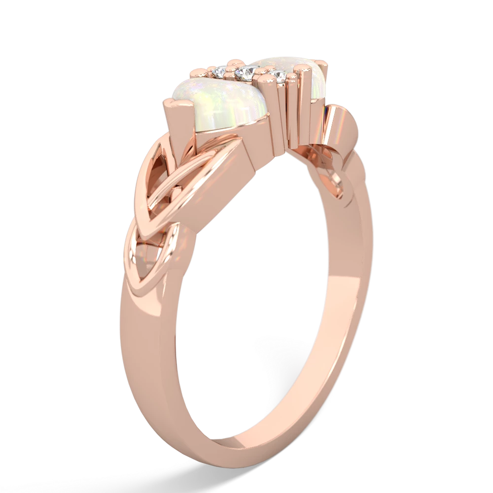 Opal Celtic Knot Double Heart 14K Rose Gold ring R5040