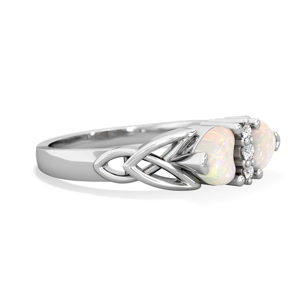 Opal Celtic Knot Double Heart 14K White Gold ring R5040