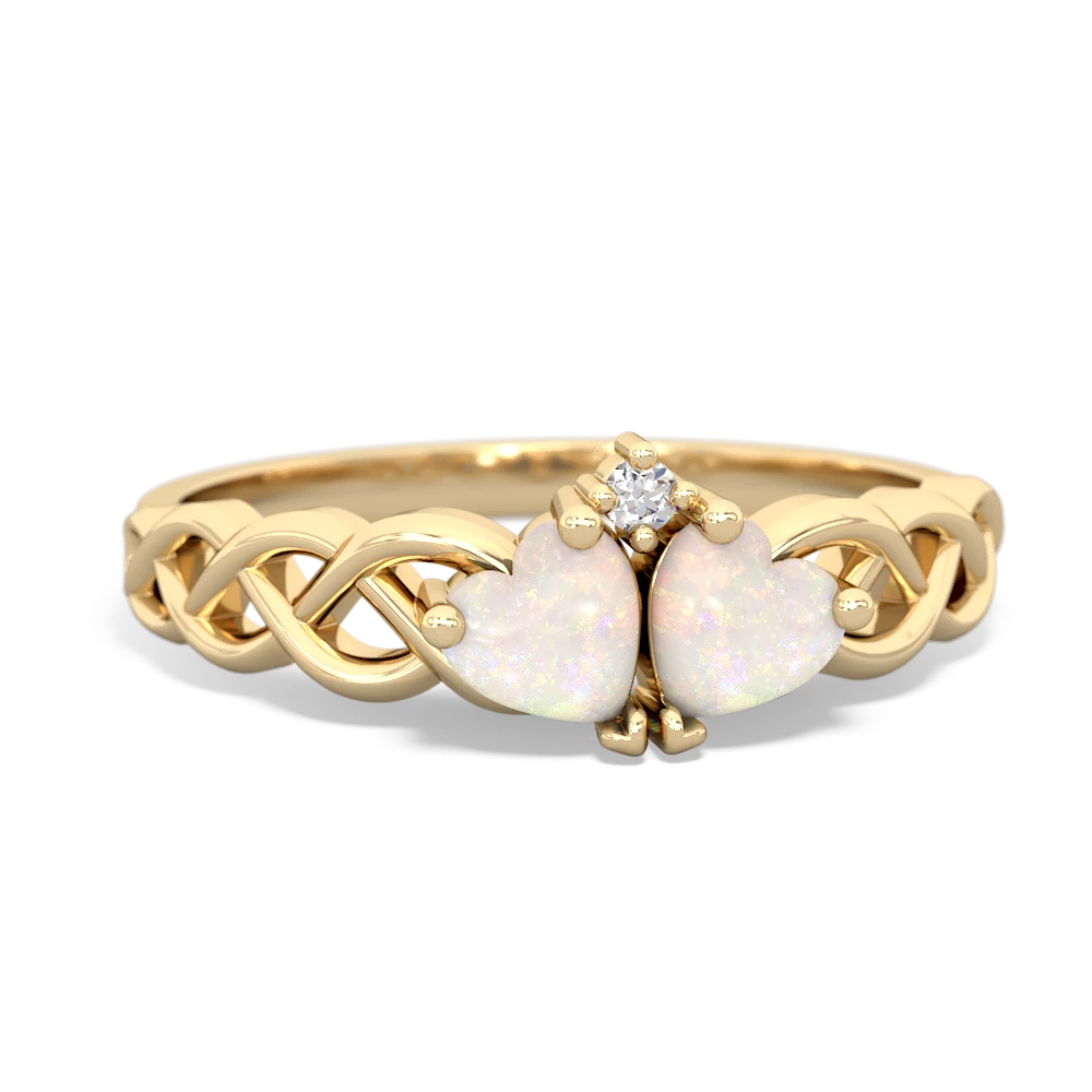 Opal Heart To Heart Braid 14K Yellow Gold ring R5870