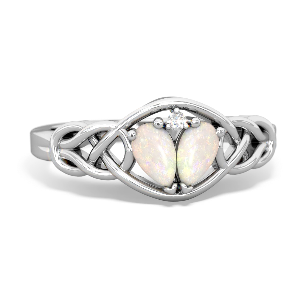 Opal Celtic Love Knot 14K White Gold ring R5420