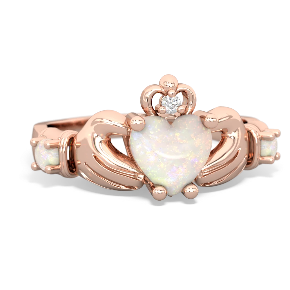 White Topaz Claddagh Keepsake 14K Rose Gold ring R5245