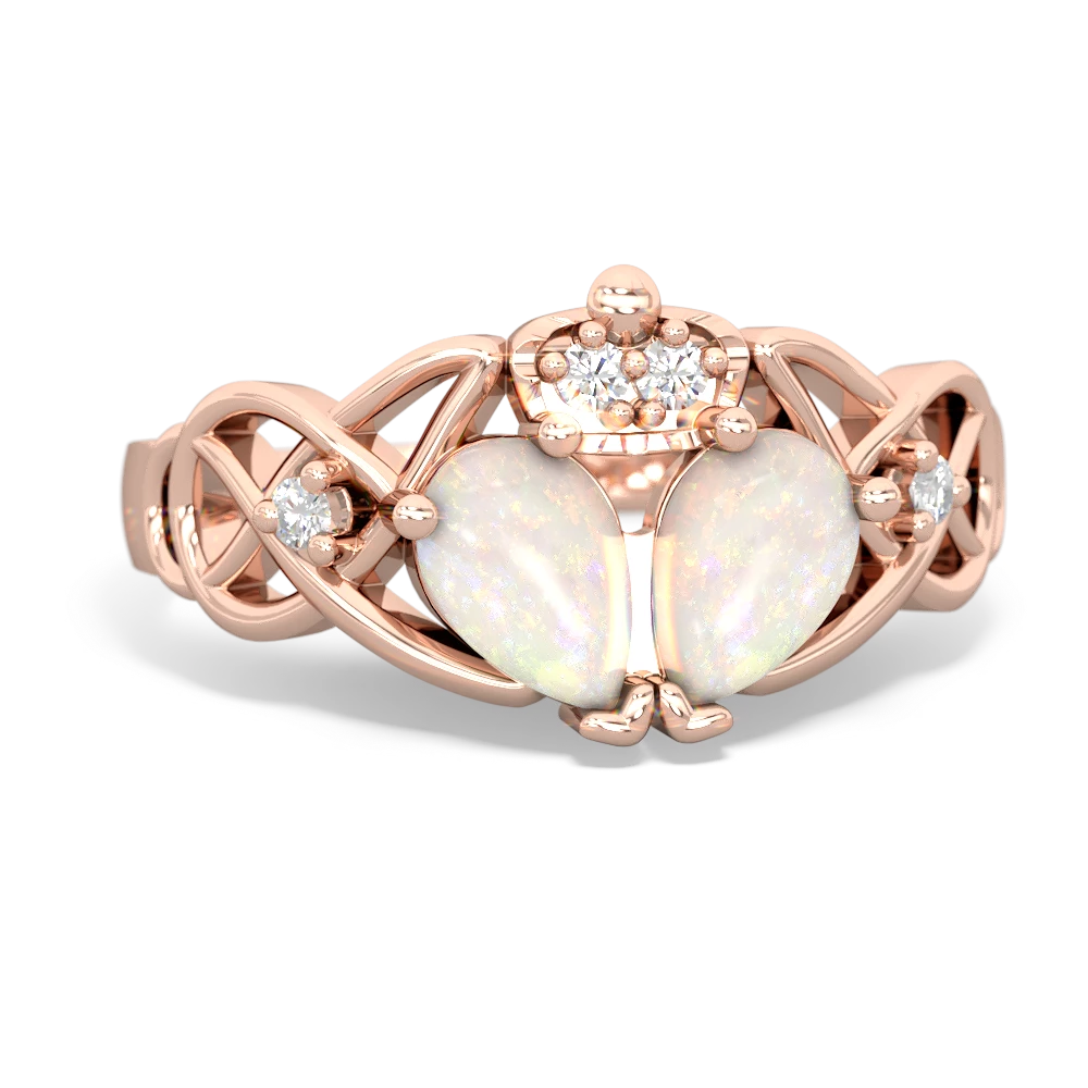 Opal 'One Heart' Celtic Knot Claddagh 14K Rose Gold ring R5322