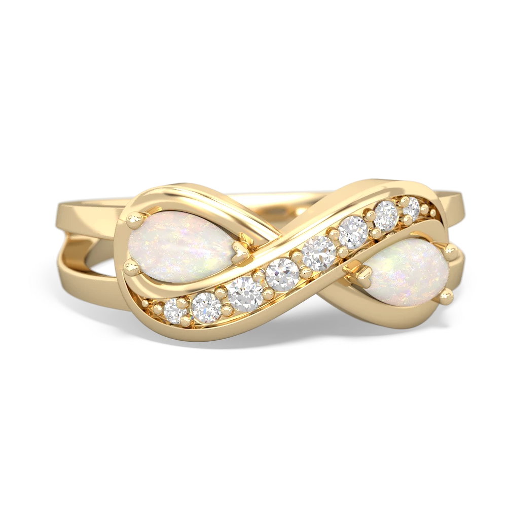 Opal Diamond Infinity 14K Yellow Gold ring R5390