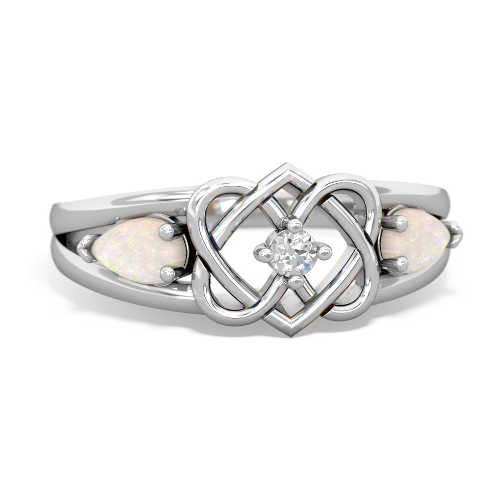 Opal Hearts Intertwined 14K White Gold ring R5880