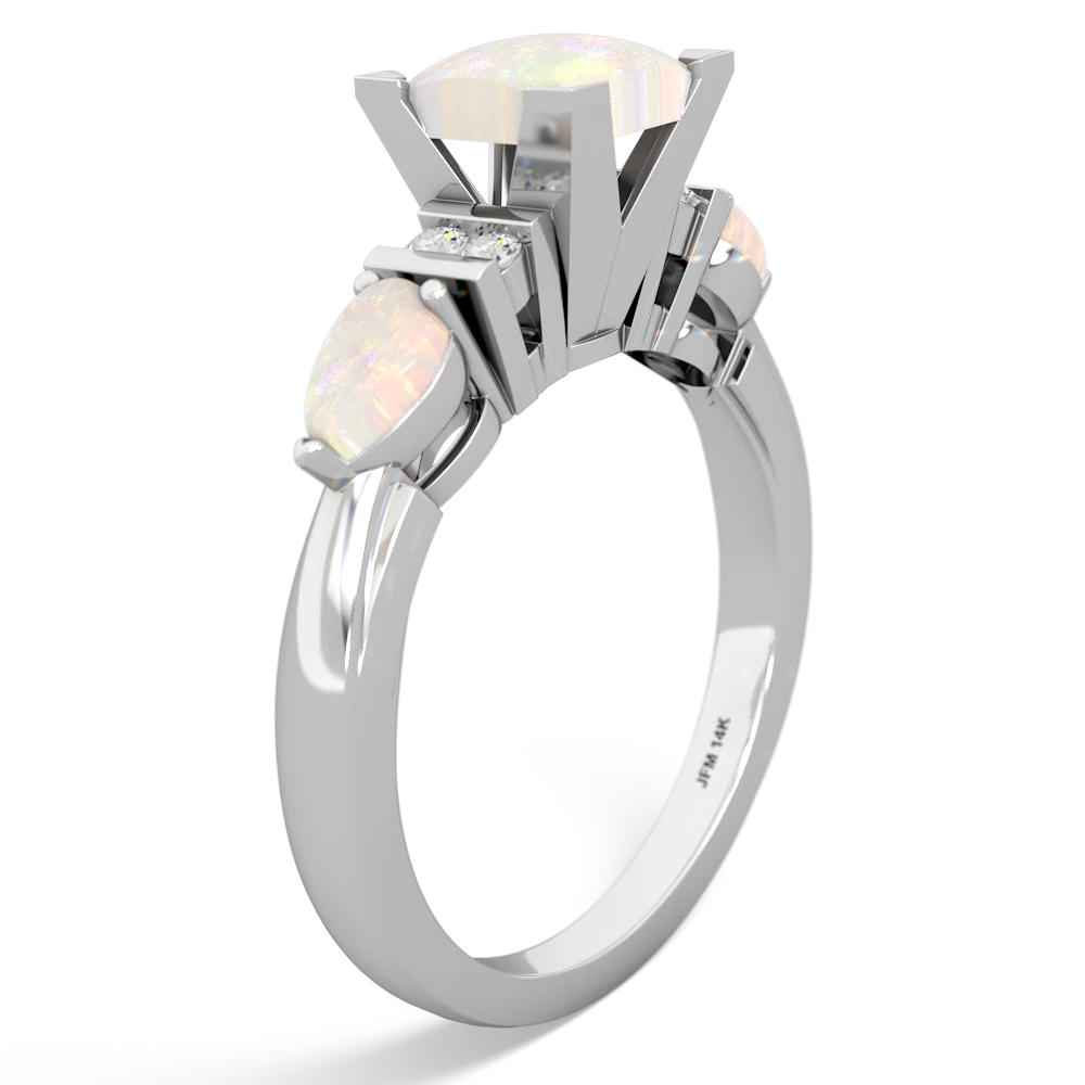 White Topaz 6Mm Princess Eternal Embrace Engagement 14K White Gold ring C2002