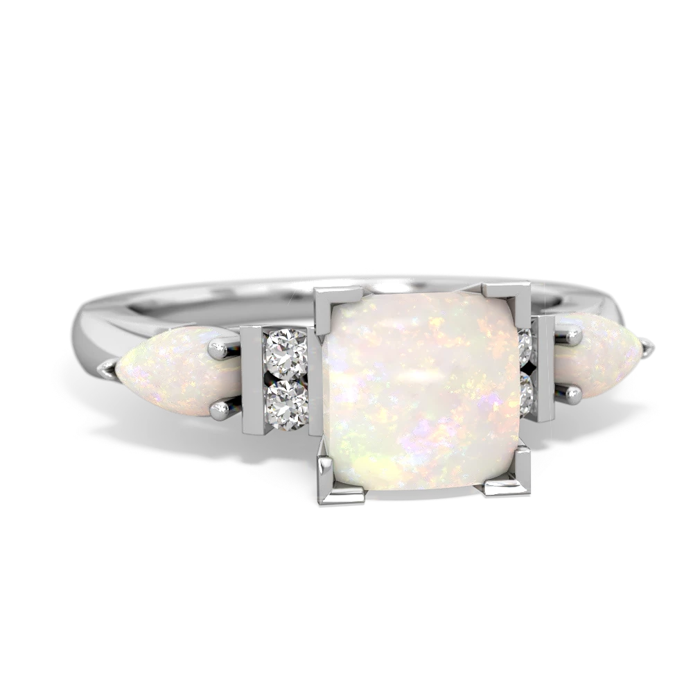 Garnet 6Mm Princess Eternal Embrace Engagement 14K White Gold ring C2002