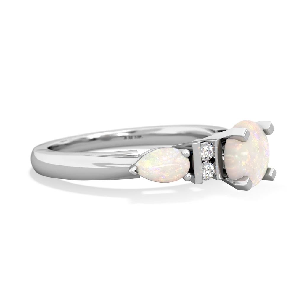 Fire Opal 6Mm Round Eternal Embrace Engagement 14K White Gold ring R2005