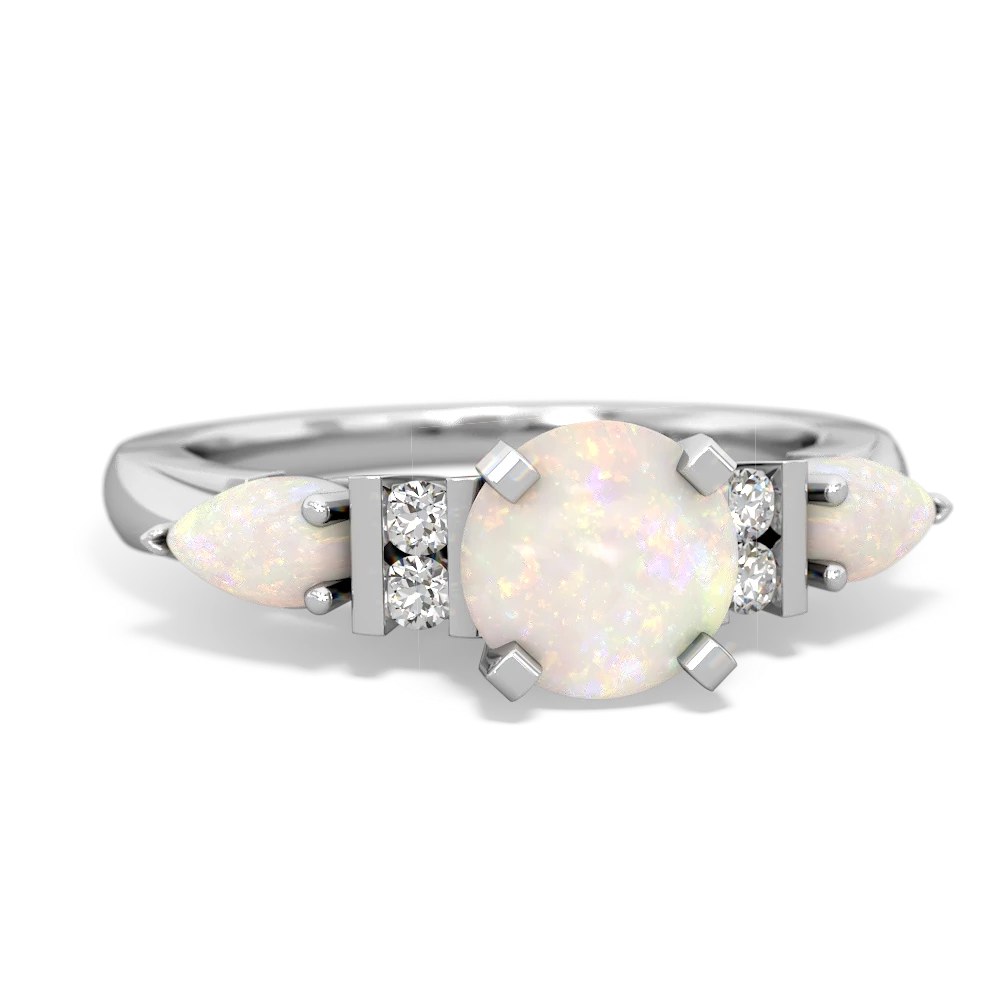 Ruby 6Mm Round Eternal Embrace Engagement 14K White Gold ring R2005