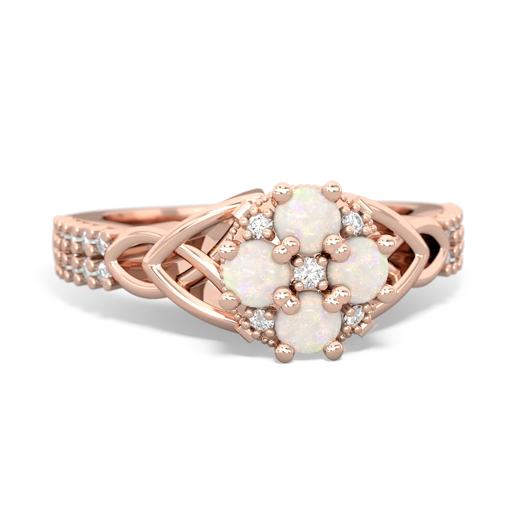 Opal Celtic Knot Cluster Engagement 14K Rose Gold ring R26443RD