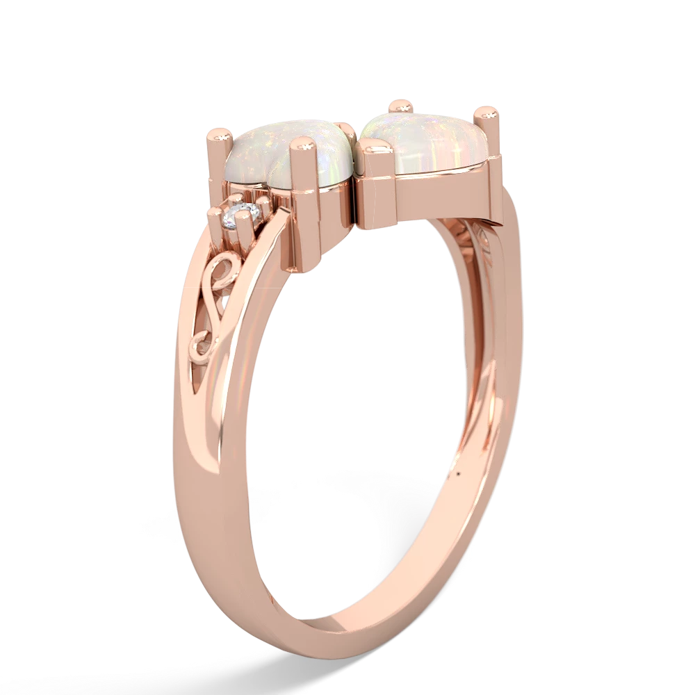 Opal Snuggling Hearts 14K Rose Gold ring R2178