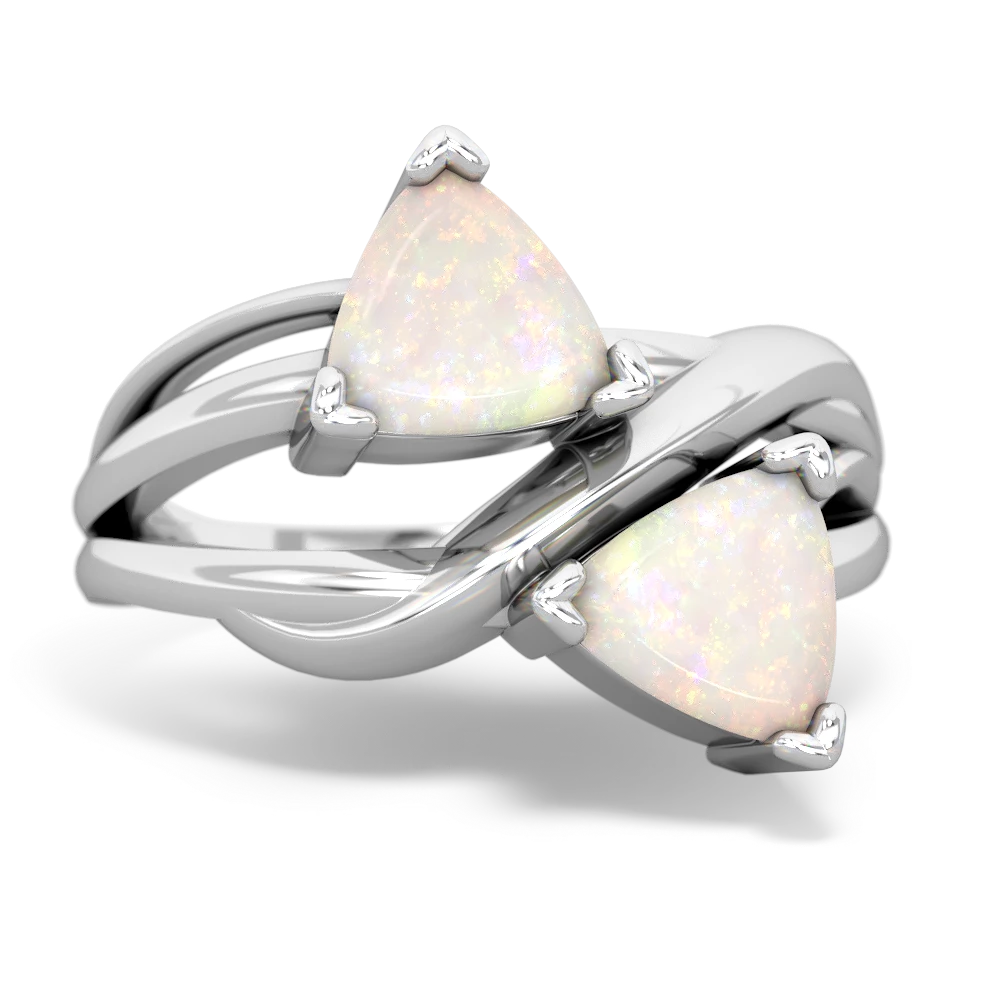 Opal Split Band Swirl 14K White Gold ring R2341