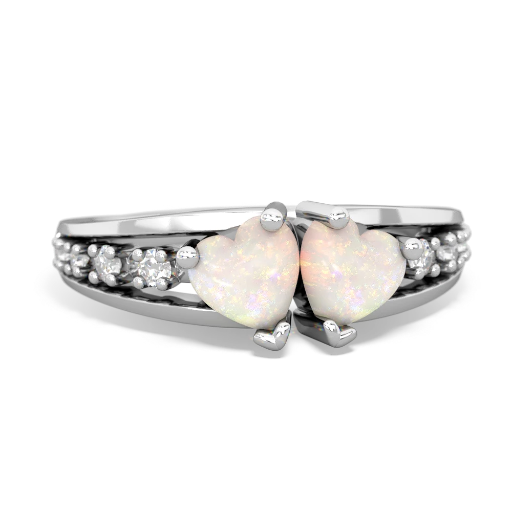 Opal Heart To Heart 14K White Gold ring R3342