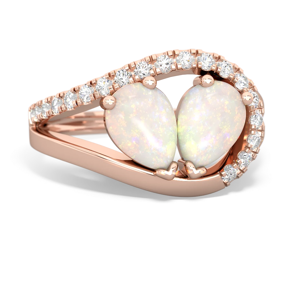 Opal Nestled Heart Keepsake 14K Rose Gold ring R5650