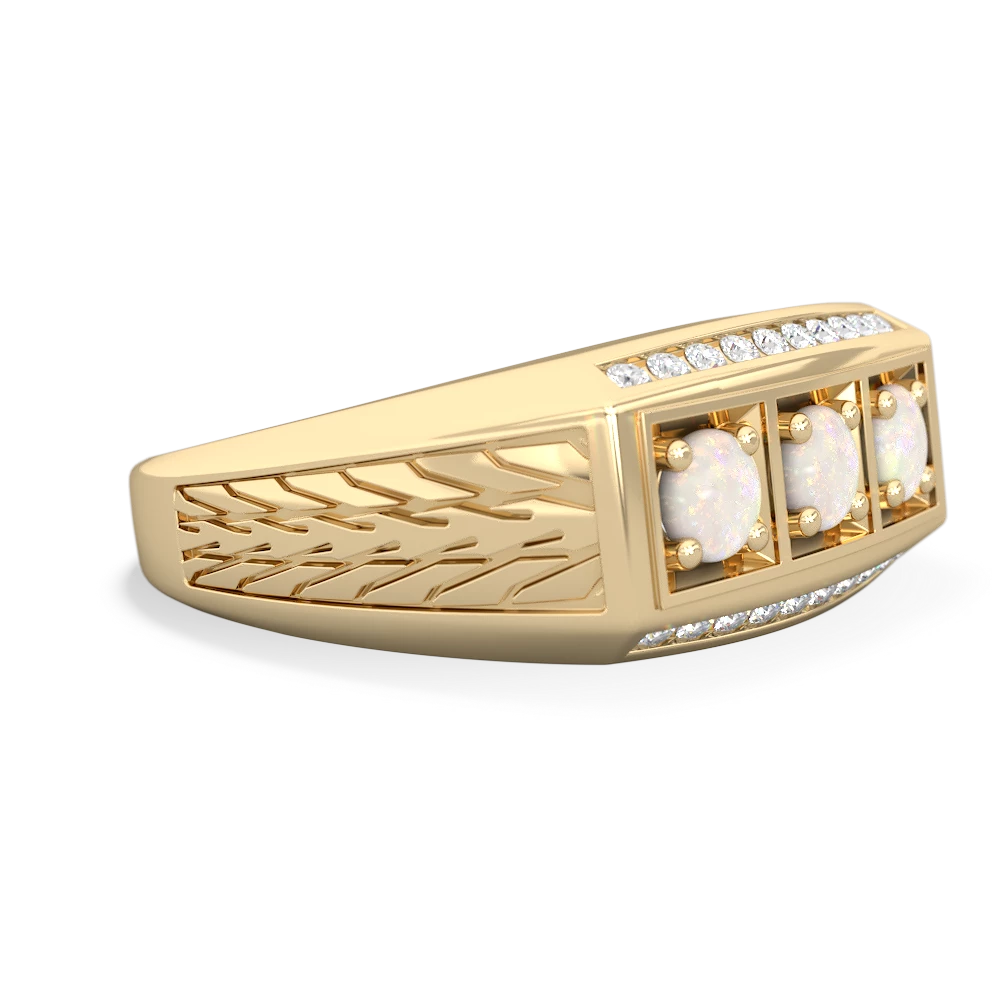 Sapphire Three Stone Tire Tread Men's 14K Yellow Gold ring R0520