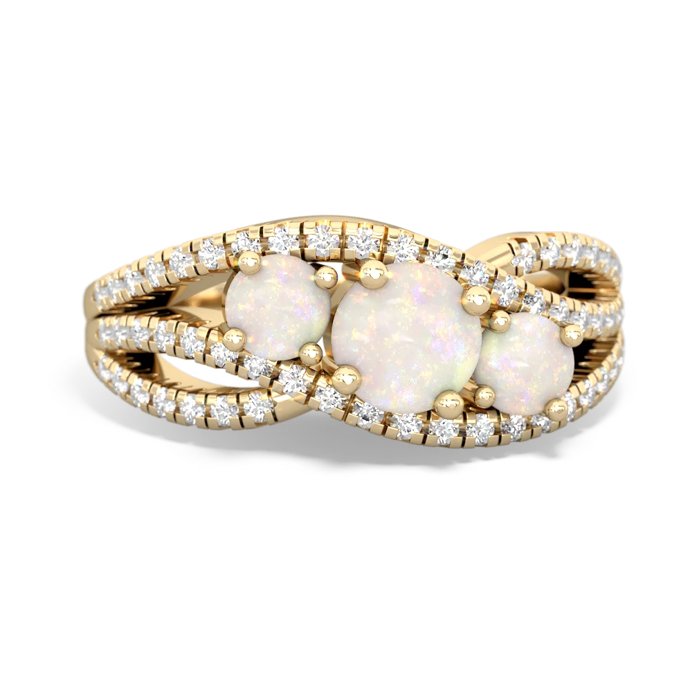 Opal Three Stone Aurora 14K Yellow Gold ring R3080